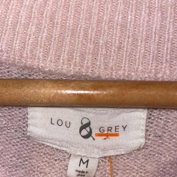 •LOU & GREY•LIGHT PINK CREWNECK KNIT RIB HEM LINES WOOL BLEND SWEATER  MEDIUM - Picture 9 of 10